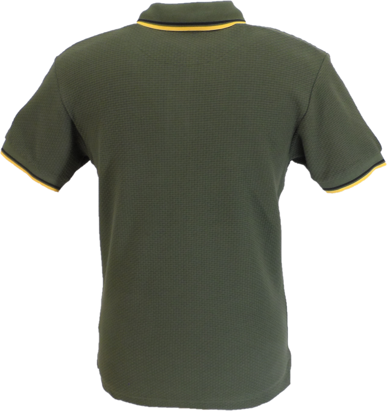 Trojan Mens Army Green Textured Twin Tipped Polo Shirt