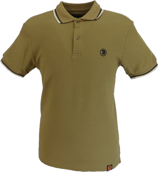 Trojan Mens Camel Brown Textured Twin Tipped Polo Shirt