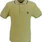 Trojan Mens Mustard Yellow Textured Twin Tipped Polo Shirt