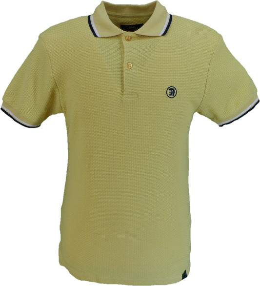 Trojan Mens Mustard Yellow Textured Twin Tipped Polo Shirt