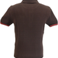 Trojan Mens Chocolate Brown Stripe Front Panel Polo Shirts