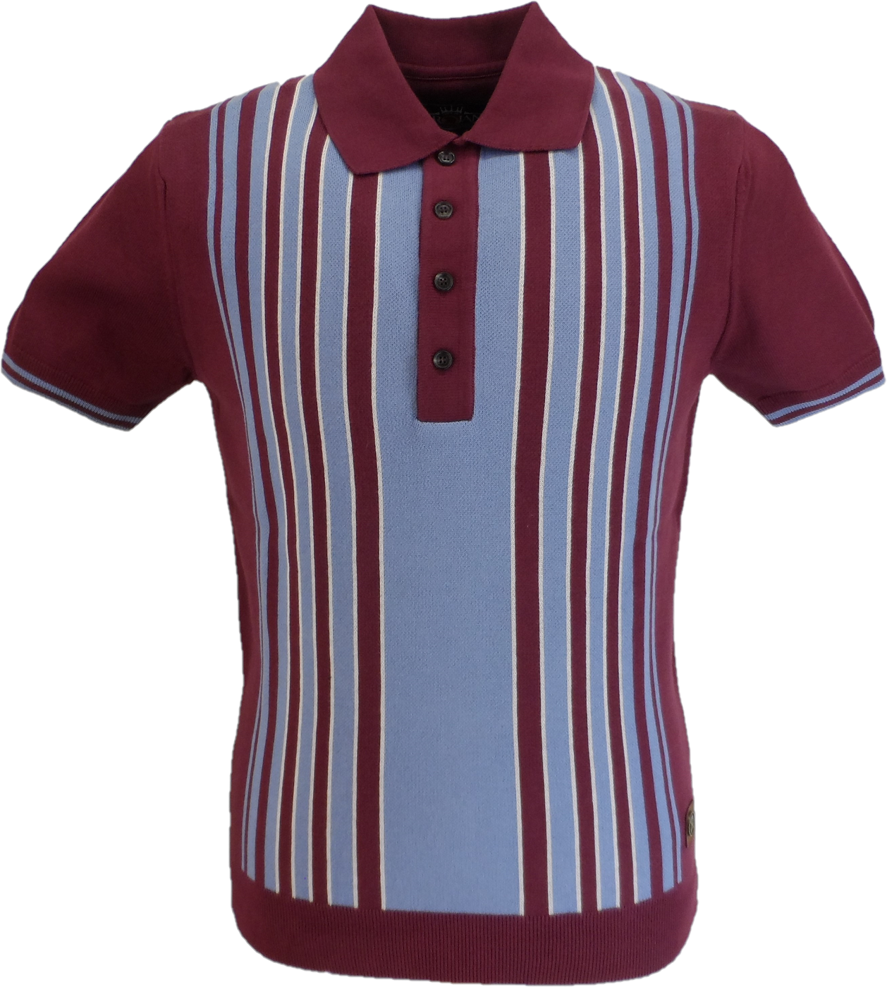 Trojan Mens Port Red Stripe Front Panel Polo Shirts