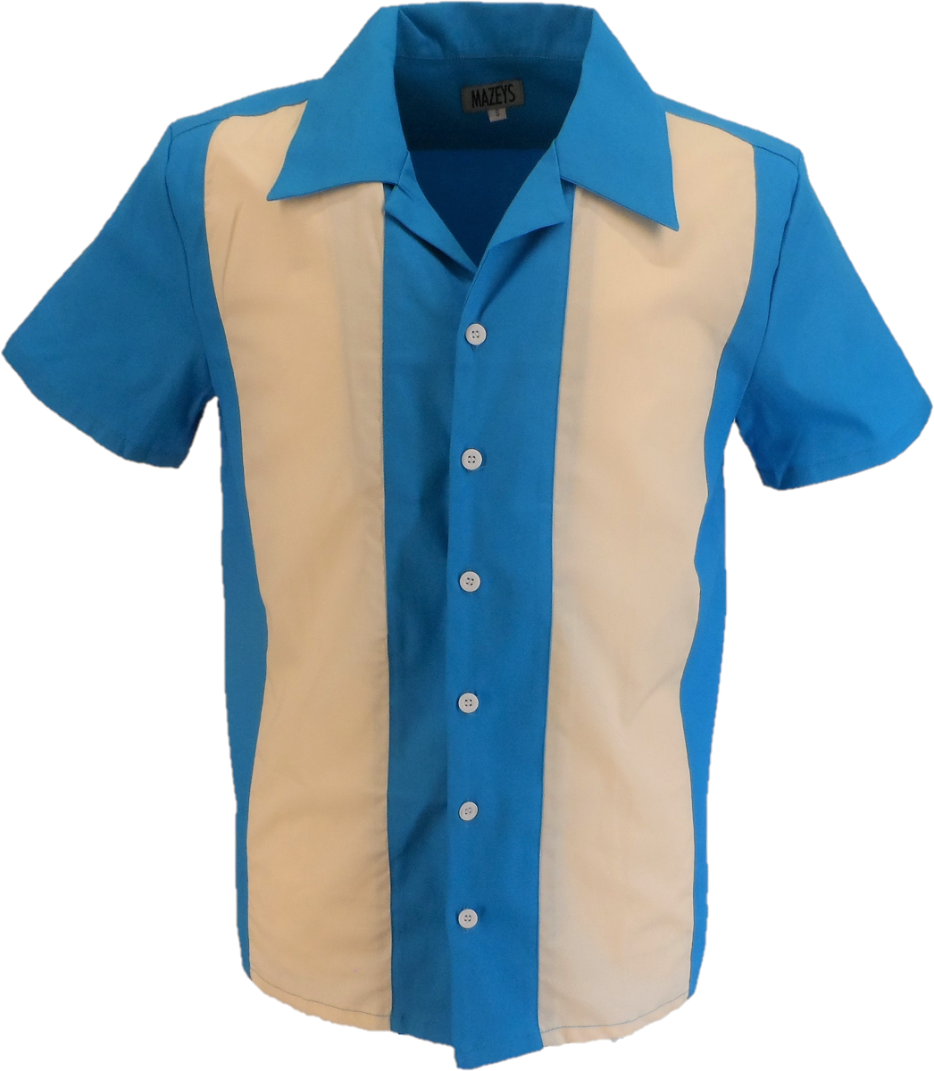 Retro Blue Rockabilly Bowling ShirtsMazeys Mazeys UK