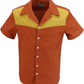 Mazeys Mens Retro Brown/Mustard Rockabilly Bowling Shirts