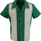 Mazeys Mens  Retro Green/Cream Rockabilly Bowling Shirts