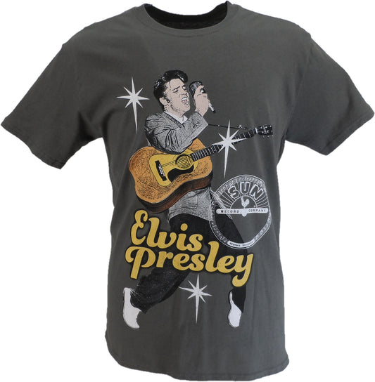 Mens Grey Official Sun Records Elvis Live Toes T Shirt