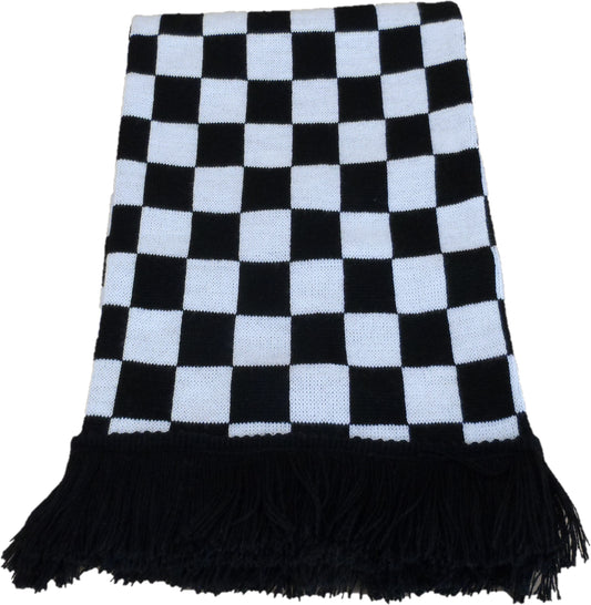 Mazeys Mens Classic Retro Mod Knitted Checkerboard Tassled Scarf