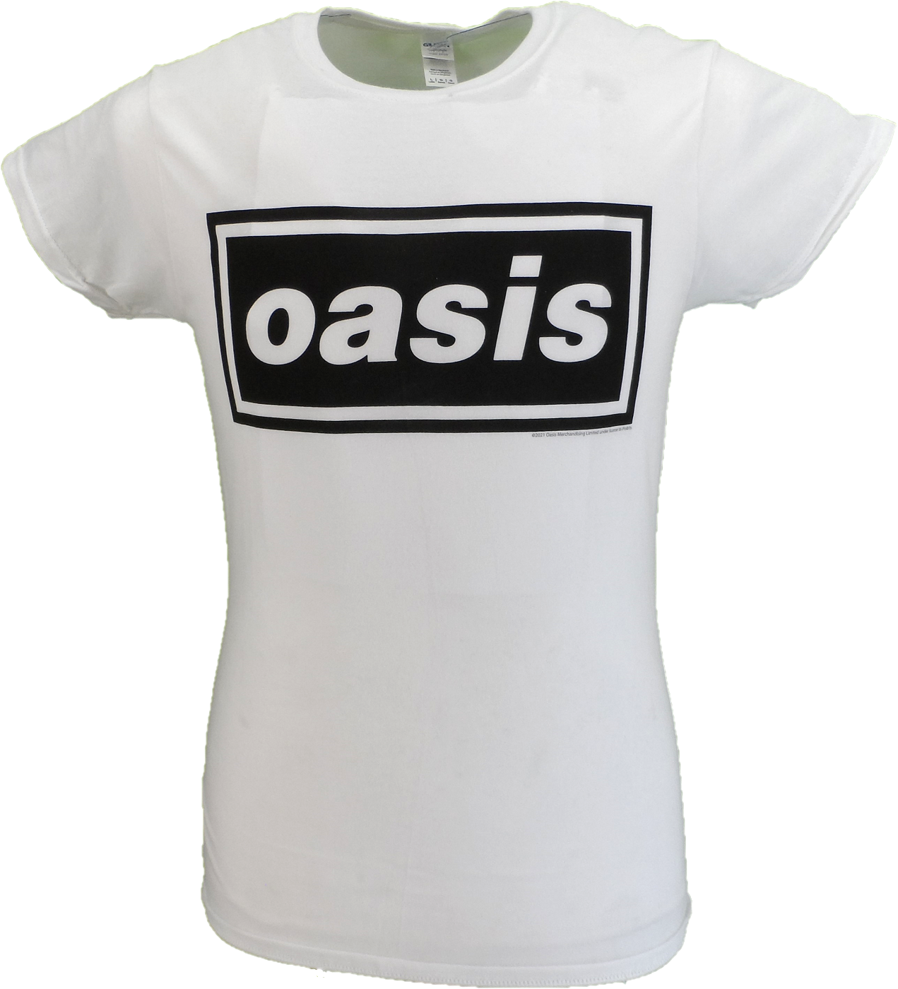 Ladies White Official Oasis Decca Logo T Shirt