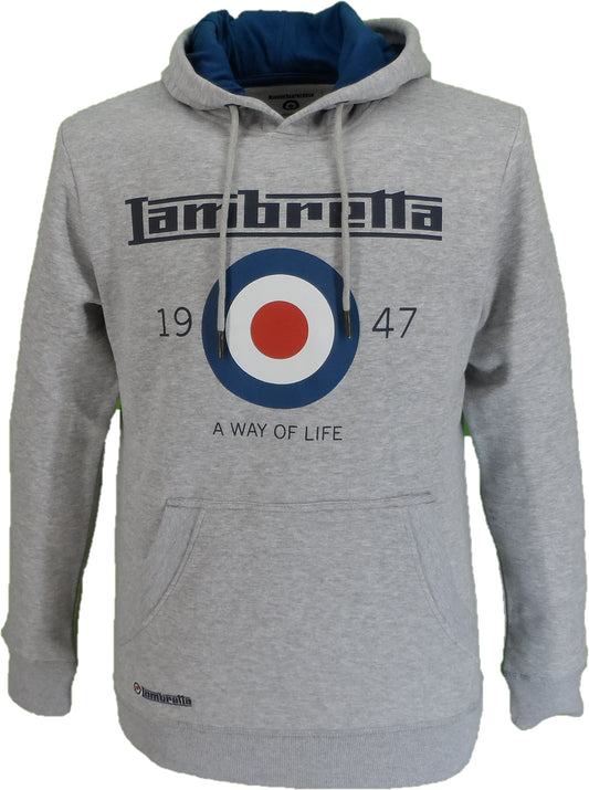 Lambretta Mens Grey Marl Target Logo Hooded Top