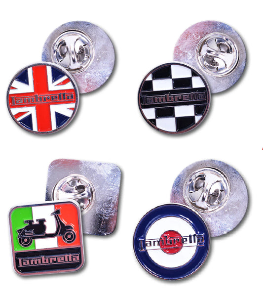 Lambretta 4 Pack Metal with Enamel Infill Badges