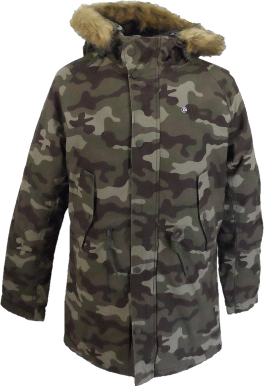 Lambretta Mens Green Camo Retro Fishtail Parka