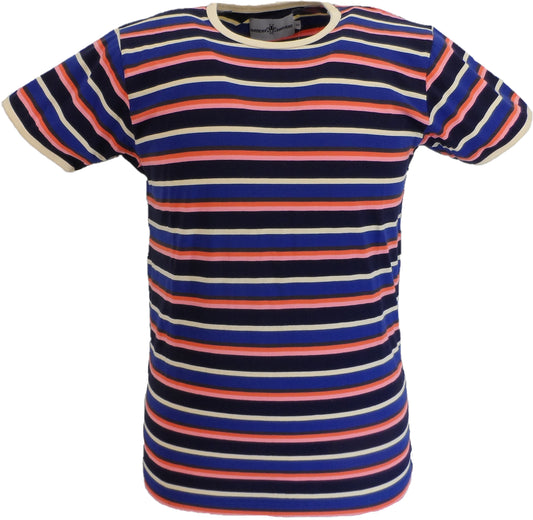 Madcap England Mens Blue Multi Striped Ringer T Shirt