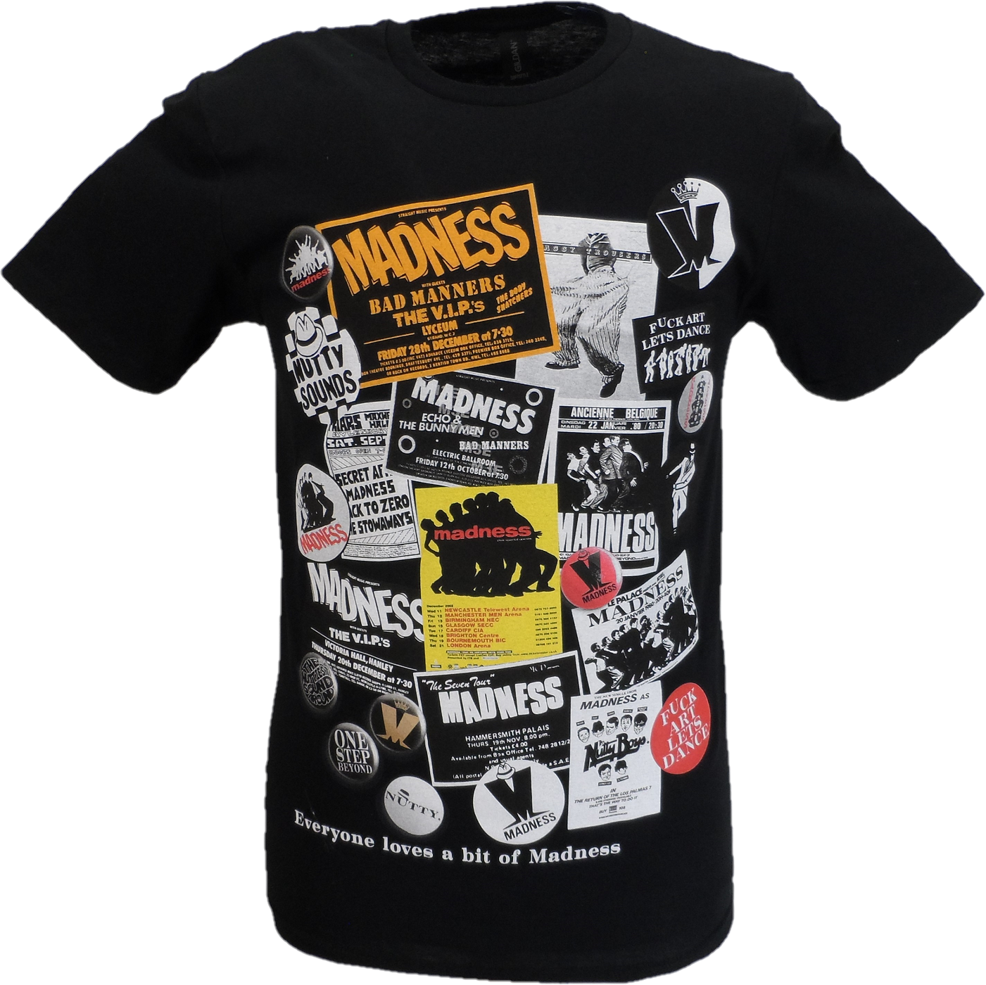 Mens Black Official Madness Posters and Stickers T Shirt