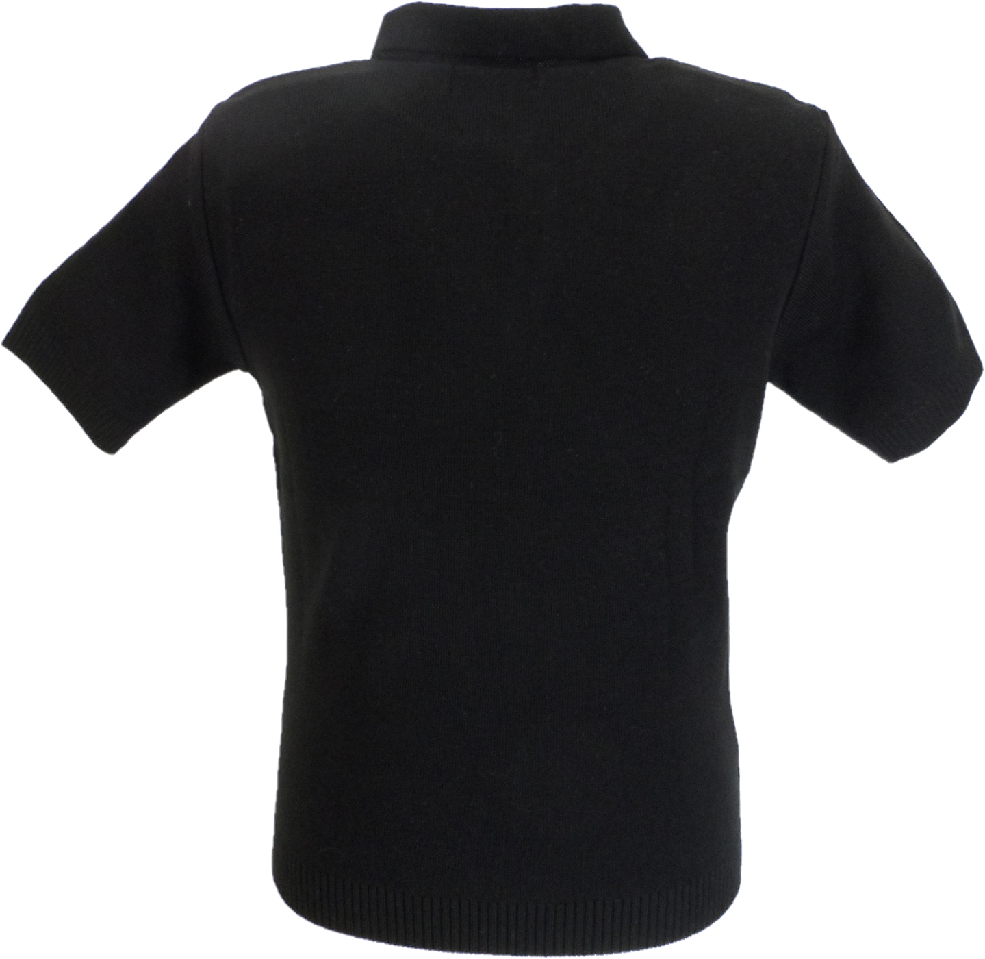 Mazeys Mens Black Chequerboard Knitted Polo Shirt