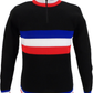 Mazeys Mens Black Retro Stripe Knitted Cycling Top