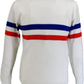 Mazeys Mens White Horizontal Stripe Crew Neck Jumper