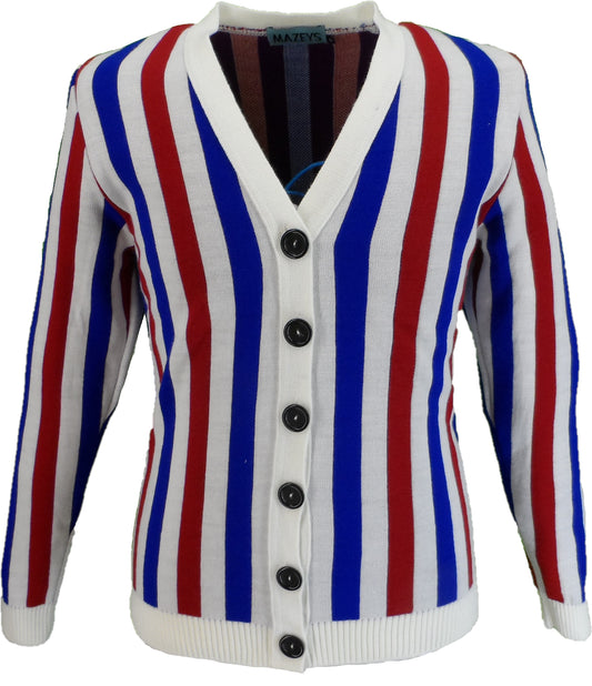 Mazeys Mens Classic Retro Multi Striped Cardigan