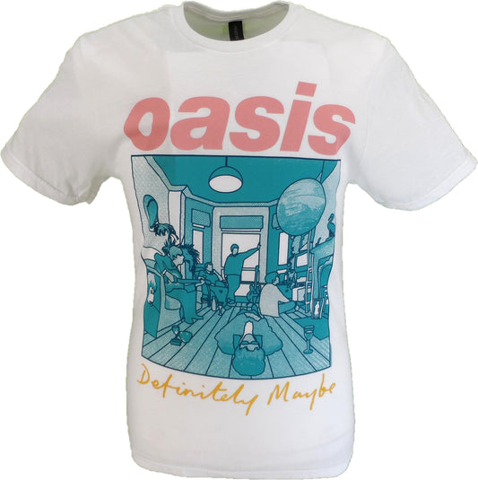 Mens Official Licensed Oasis White Definitely Maybe T Shirt