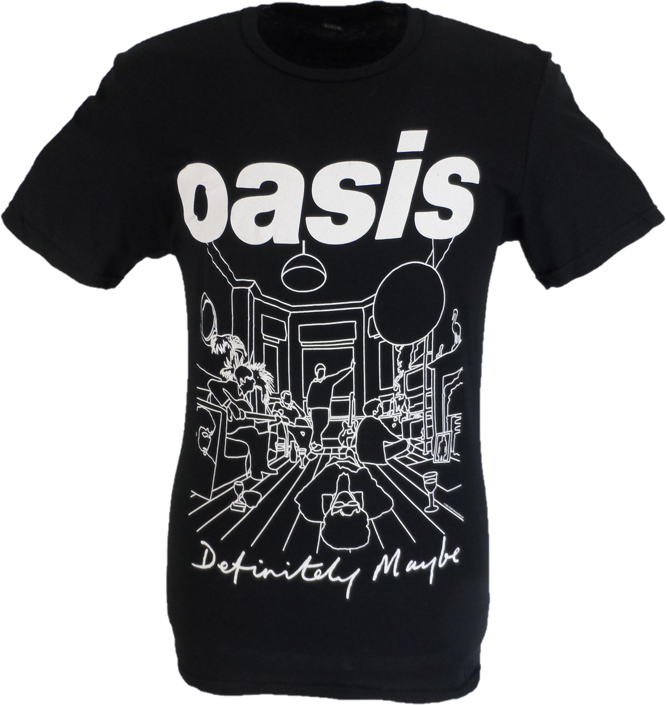 Mens Official Licensed Oasis Black Outline Definitely Maybe T Shirt