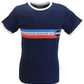 Mens Official Licensed Oasis Navy Blue Knebworth Stripe Ringer T Shirt