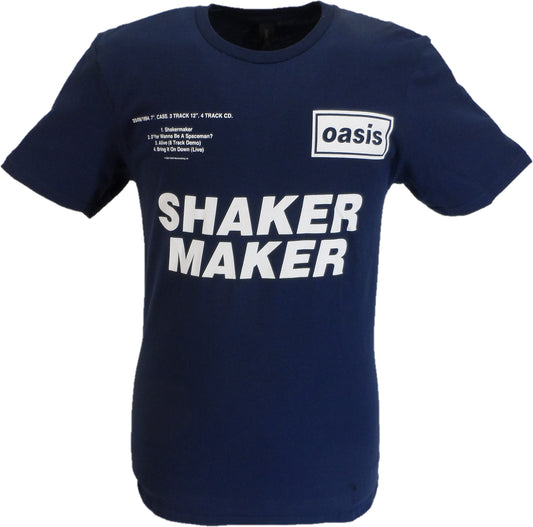 Mens Official Licensed Oasis Navy Blue Shakermaker Tracks T Shirt