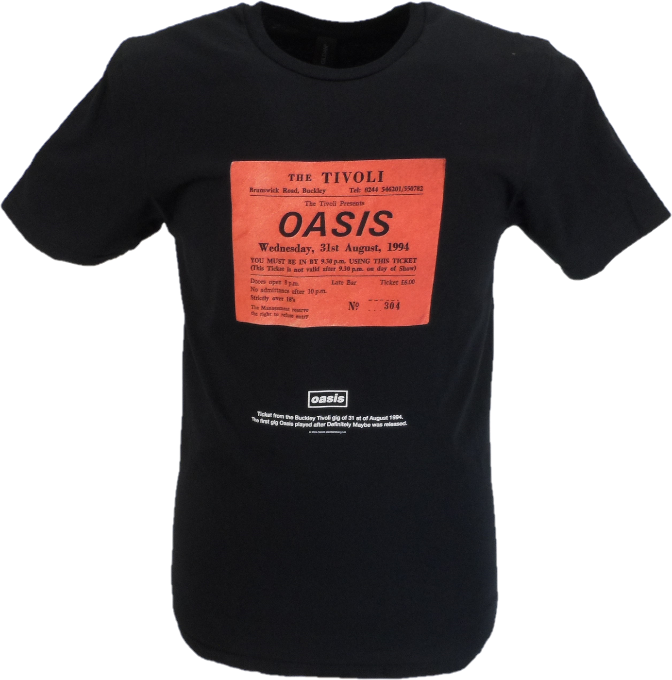 Mens Official Licensed Oasis Definitely Maybe Ticket Stub T Shirt