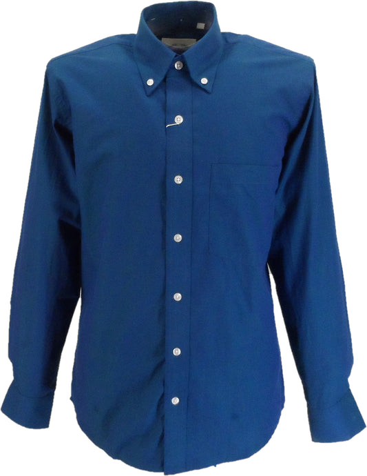 Relco Mens Long Sleeved Blue/Green Tonic Mod Retro Shirt