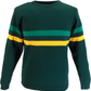 Mazeys Mens Green Horizontal Stripe Crew Neck Jumper