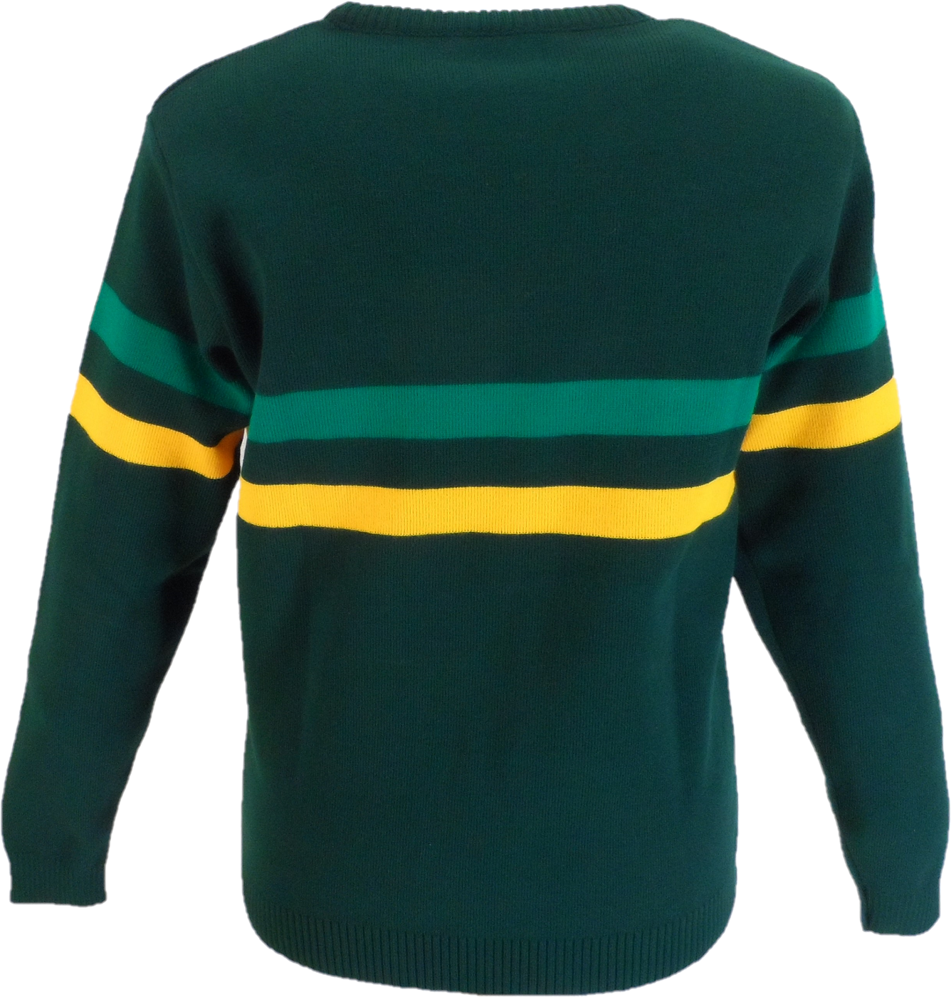 Mazeys Mens Green Horizontal Stripe Crew Neck Jumper