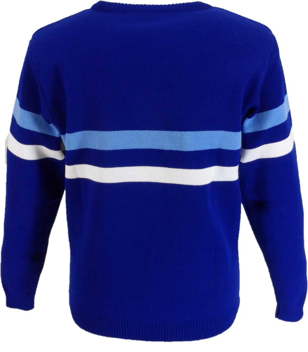 Mazeys Mens Blue Horizontal Stripe Crew Neck Jumper