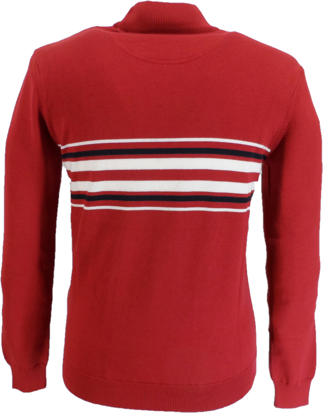 Ska & Soul Red 'Knebworth' Border stripe Turtle Neck Jumper