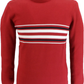 Ska & Soul Red 'Knebworth' Border stripe Turtle Neck Jumper