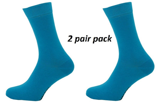 Mens 2 Pair Pack Turquoise Retro Socks