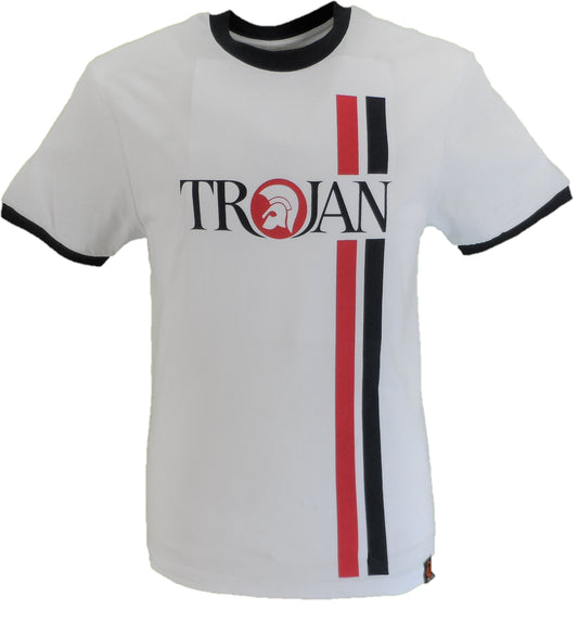 Trojan Records Ecru Classic Twin Stripe 100% Cotton T-Shirt