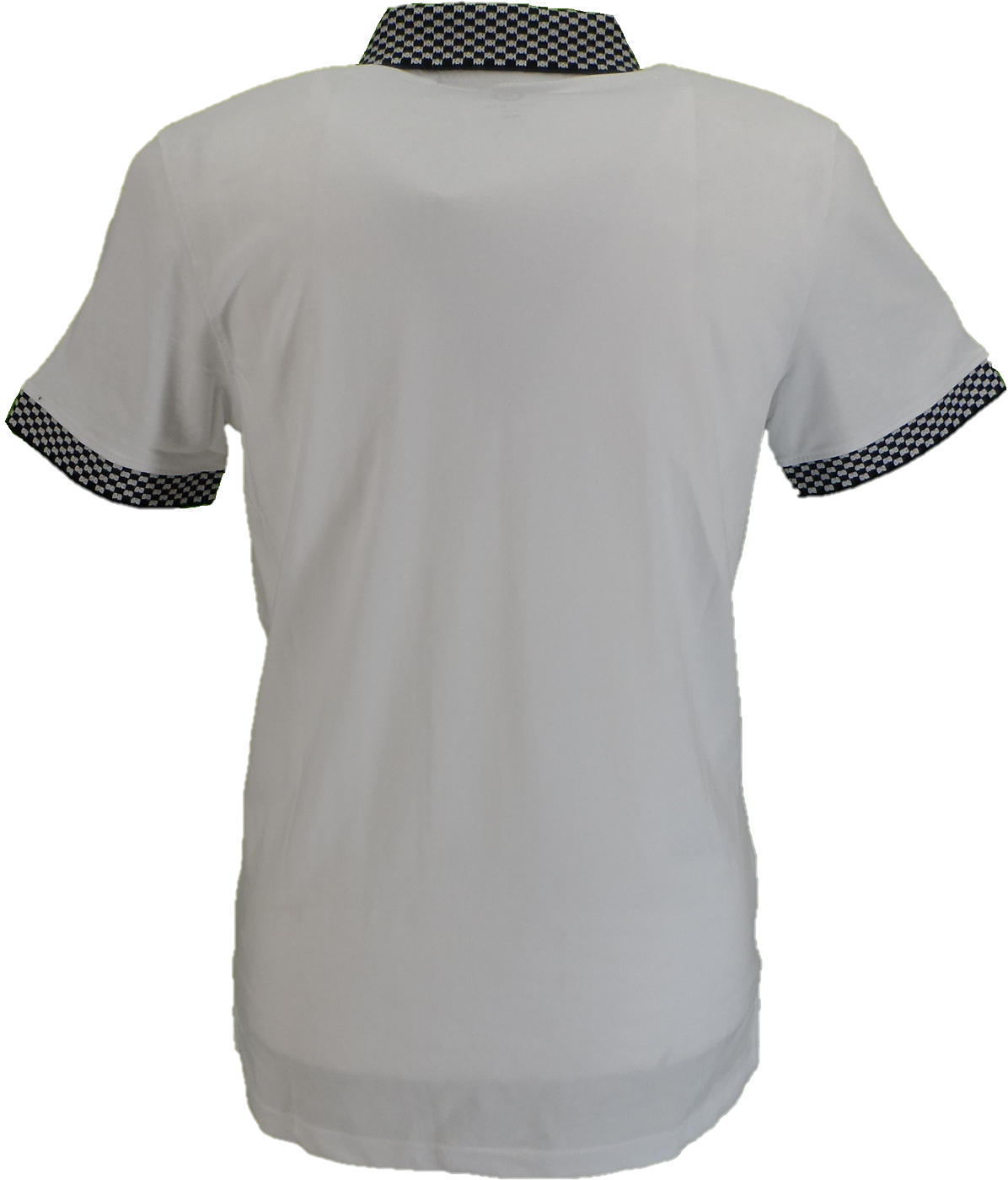 Lambretta Mens White Checkerboard Collar Polo Shirts