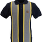 Trojan Mens Navy Blue Houndstooth Panel Stripe Polo Shirt