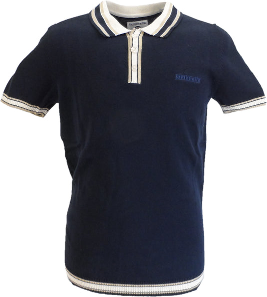 Lambretta Mens Navy Blue Baggio Knitted Polo Shirt