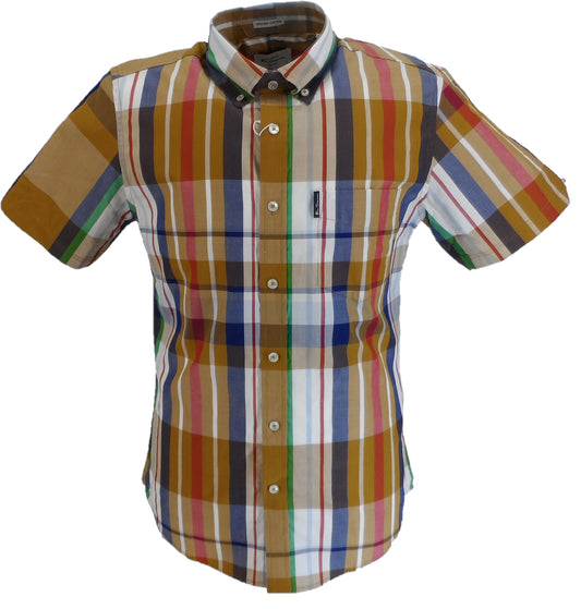 Ben Sherman Mens Caramel Checked Short Sleeved Shirt