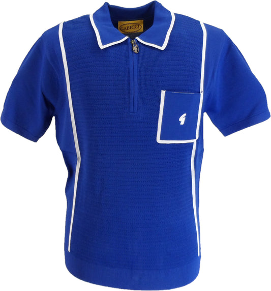 Gabicci Mens Sapphire Blue Archive Alfeo Knitted Zip Polo Shirt