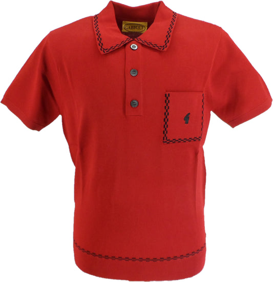 Gabicci Mens Cherry Red Archive Alexander Knitted Polo Shirt