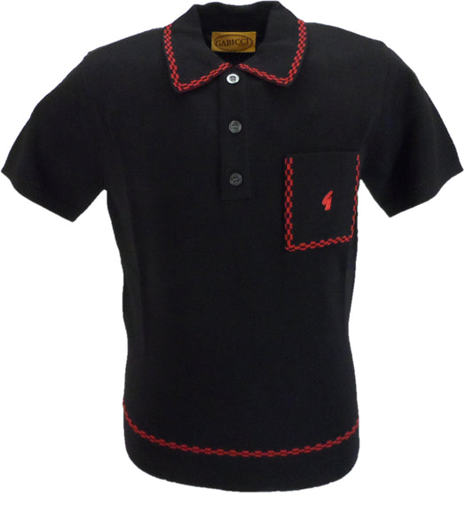 Gabicci Mens Black Archive Alexander Knitted Polo Shirt