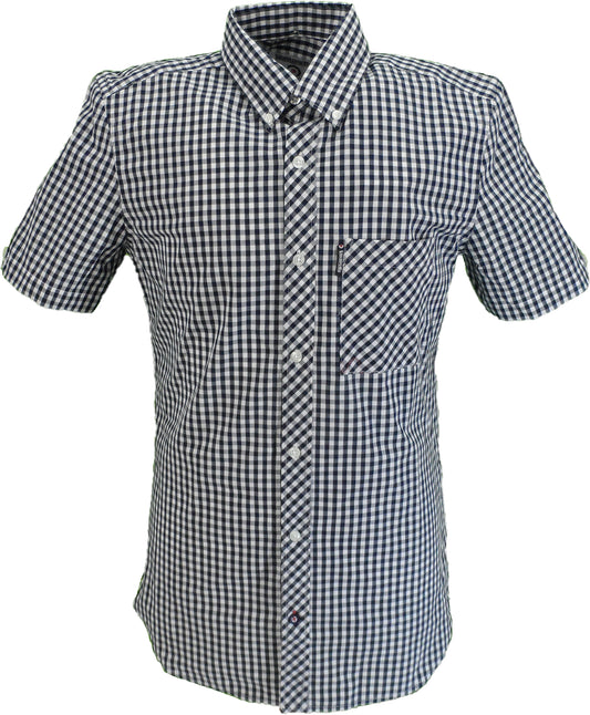 Lambretta Mens Navy/White Short Sleeved Button Down Shirts