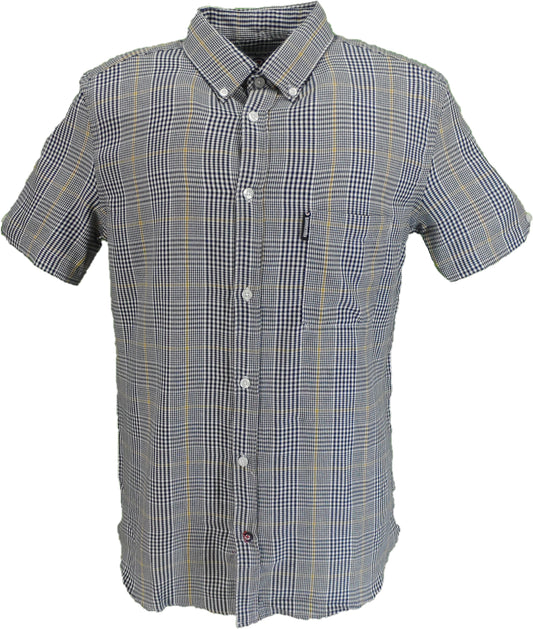 Lambretta Mens Houndstooth Short Sleeved Button Down Shirts