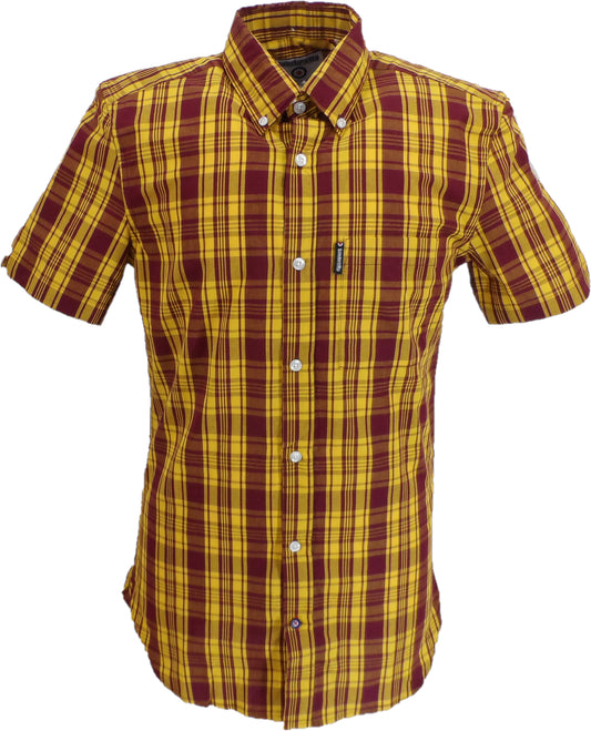 Lambretta Mens Burgundy/Gold Button Down Shirts