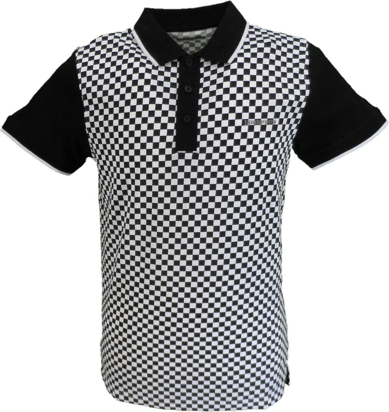 Lambretta Mens Black/White Checkerboard Polo Shirts