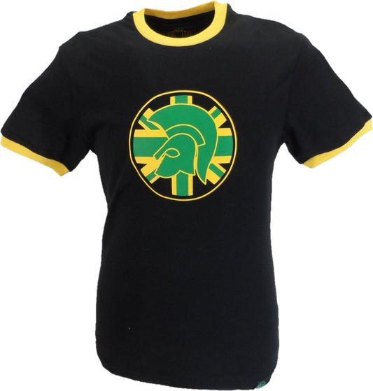 Trojan Mens Black/Gold/Green Flag Helmet logo T-Shirt