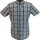 Trojan Mens Powder Blue Check Short Sleeved Shirts and Pocket Square