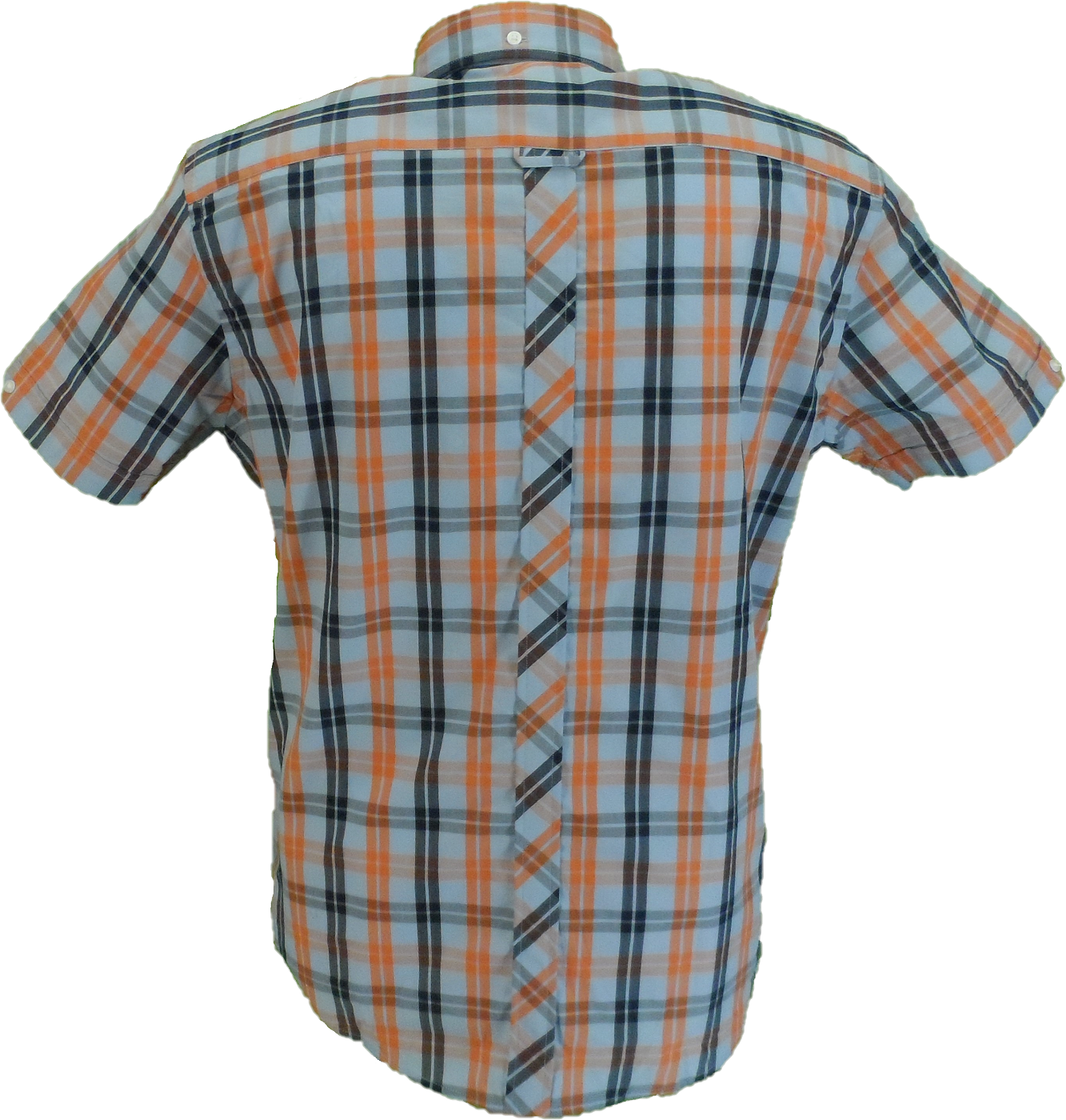 Trojan Mens Powder Blue Check Short Sleeved Shirts and Pocket Square