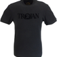 Trojan Black Self Flock Helmet Logo 100% Cotton T-Shirt