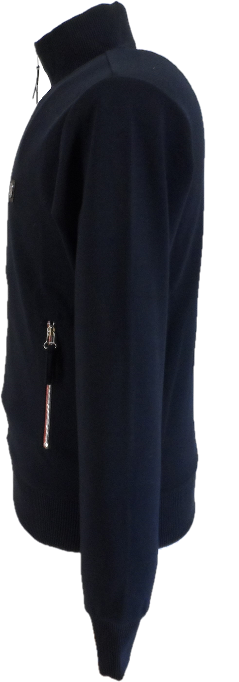 Trojan Mens Navy Blue Chrome Zip Track Tops